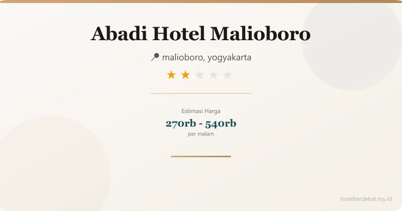 Abadi Hotel Malioboro - Hotel 2 bintang di malioboro, yogyakarta