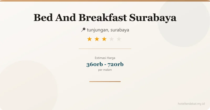 Bed And Breakfast  Surabaya - Hotel 3 bintang di tunjungan, surabaya