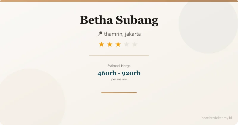 Betha Subang - Hotel 3 bintang di thamrin, jakarta