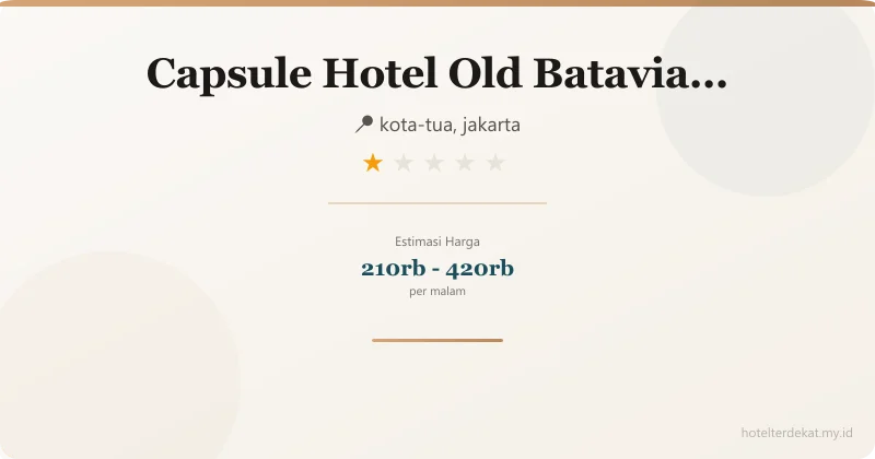 Capsule Hotel Old Batavia Jakarta - Hotel 1 bintang di kota-tua, jakarta