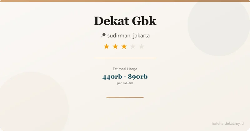 Dekat Gbk - Hotel 3 bintang di sudirman, jakarta