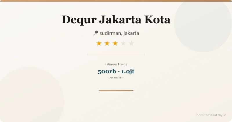 Dequr Jakarta Kota - Hotel 3 bintang di sudirman, jakarta
