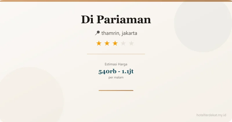 Di Pariaman - Hotel 3 bintang di thamrin, jakarta