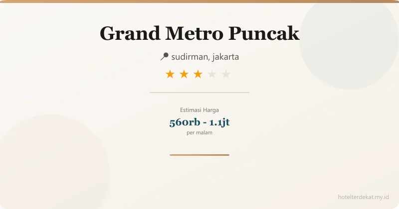 Grand Metro  Puncak - Hotel 3 bintang di sudirman, jakarta