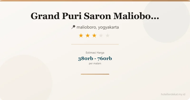 Grand Puri Saron  Malioboro Kota Yogyakarta - Hotel 3 bintang di malioboro, yogyakarta