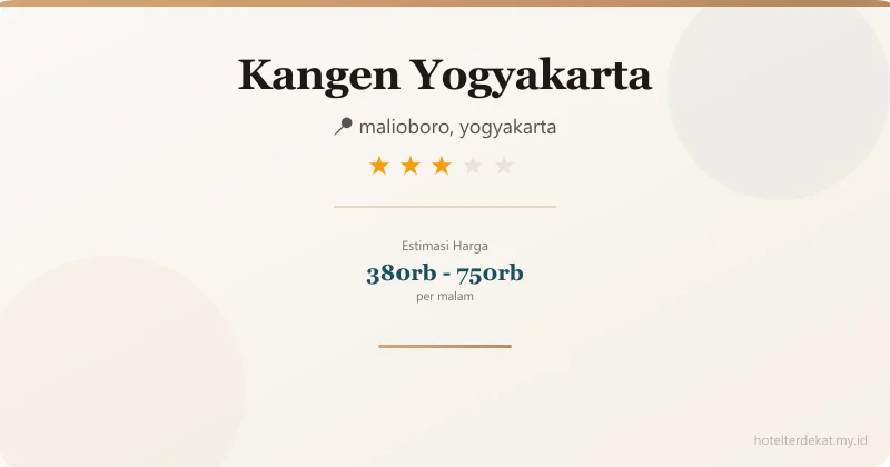 Kangen Yogyakarta - Hotel 3 bintang di malioboro, yogyakarta