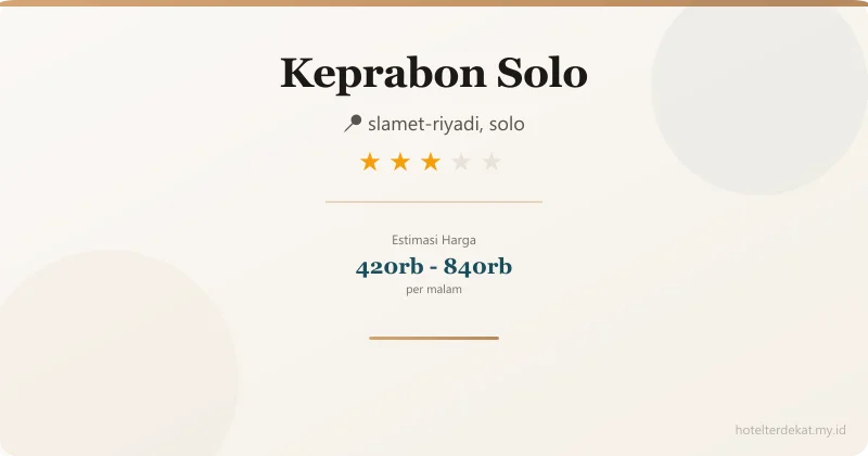 Keprabon  Solo - Hotel 3 bintang di slamet-riyadi, solo