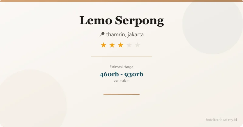 Lemo Serpong - Hotel 3 bintang di thamrin, jakarta