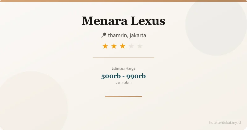 Menara Lexus - Hotel 3 bintang di thamrin, jakarta