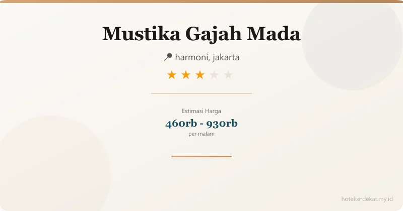 Mustika  Gajah Mada - Hotel 3 bintang di harmoni, jakarta