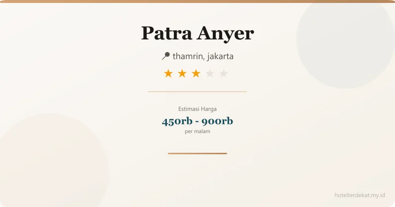 Patra  Anyer - Hotel 3 bintang di thamrin, jakarta