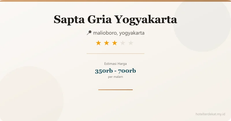 Sapta Gria Yogyakarta - Hotel 3 bintang di malioboro, yogyakarta