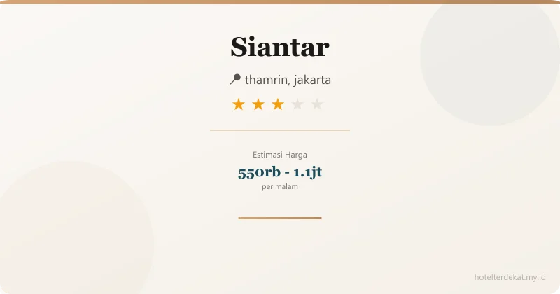 Siantar - Hotel 3 bintang di thamrin, jakarta