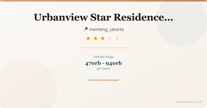 Urbanview  Star Residence Puncak - Hotel 3 bintang di menteng, jakarta