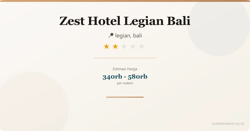 Zest Hotel Legian Bali - Hotel 2 bintang di legian, bali